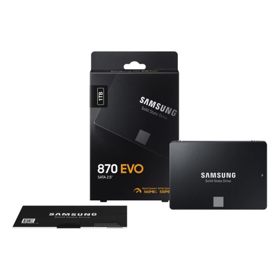 2.5" SSD 1.0TB  SAMSUNG SSD 870 EVO, SATAIII, SEQUENTIAL READS: 560 MB/S, SEQUENTIAL WRITES: 530 MB/S, MAX RANDOM 4K: READ: 98,000 IOPS / WRITE: 88,000 IOPS, 7MM, 1GB LPDDR4 CACHE, SAMSUNG MKX CONTROLLER, V-NAND 3BIT MLC