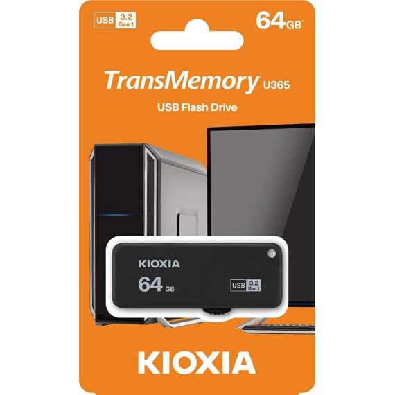 ФЛЕШ-НАКОПИТЕЛЬ USB KIOXIA (TOSHIBA) TRANSMEMORY U365 BLACK USB3.2 64ГБ