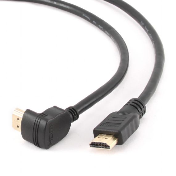 CABLE HDMI  CC-HDMI490-6, 1.8 M, HDMI V.1.4 90 DEGREES, MALE-MALE, BLACK CABLE WITH GOLD-PLATED CONNECTORS, BULK PACKING
