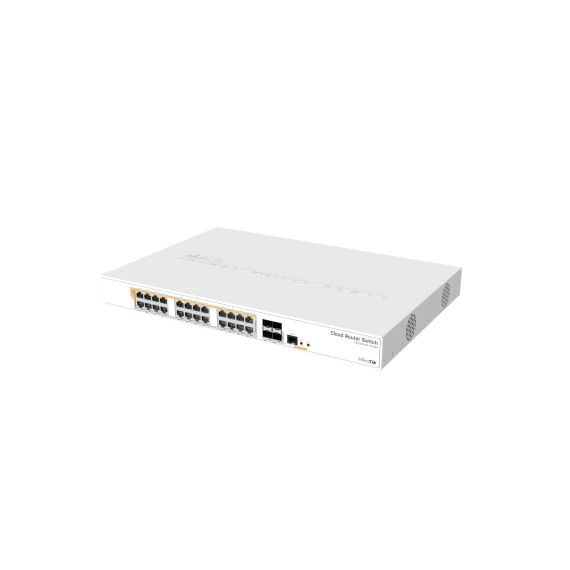 CLOUD ROUTER SWITCH 328-24P-4S+RM WITH 800 MHZ CPU, 512MB RAM, 24XGIGABIT LAN (ALL POE-OUT), 4XSFP+ CAGES, ROUTEROS L5 OR SWITCHOS (DUAL BOOT), 1U RACKMOUNT CASE, 500W BUILT-IN PSU