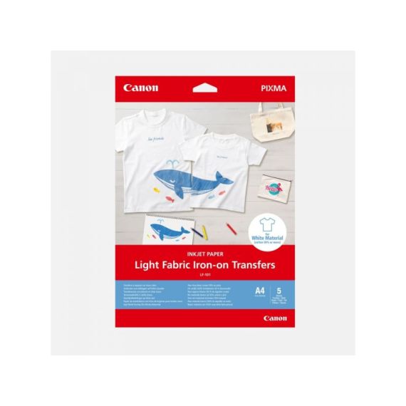 ПЕРЕВОДНЫЕ КАРТИНКИ ИЗ ЛЕГКОЙ ТКАНИ CANON LF-101 (4006C002AA) / 0.170MM / 160 G/M2 / A4 5 SHEETS FOR PIXMA -G/TS SERIES.