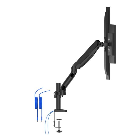 ARM FOR 2 MONITORS 13"-31.5" -  AOC AD110DX WITH INTEGRATED USB HUB, BLACK, USB HUB: USB-C + USB3.0, DESK CLAMP/GROMMET, ALUMINUM STRUCTURE, GAS SPRING, HEIGHT ADJUSTMENT, MAX.LOAD: 2-9KG, TILT: '-90°~+85°, SWIVEL:180°, ROTATION: 360°, HIDDEN CABLE MANAGE