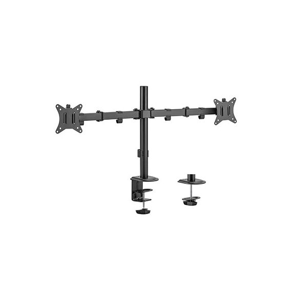 ARM FOR 2 MONITORS 17"-32"  GEMBIRD MA-D2-01, ADJUSTABLE DESK 2-DISPLAY MOUNTING ARM (ROTATE, TILT, SWIVEL),  VESA 75/100, UP TO 9 KG, BLACK