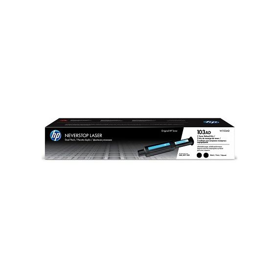 HP 103AD (W1103AD), ORIGINAL NEVERSTOP TONER RELOAD KIT, 2 PCS, BLACK, 5000 PAGES FOR NEVERSTOP SERIES.
