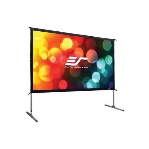 ELITE SCREENS 100" (16:9) 222 X 125 CM, OUTDOOR/INDOOR PROJECTOR SCREEN, YARD MASTER 2 SERIES, STAND, BLACK, SILVER ALUMINUM FRAME, ASSEMBLES WITHOUT THE USE OF TOOLS, LIGHTWEIGHT ALUMINUM SQUARE TUBE CONSTRUCTION, CARRYING BAG