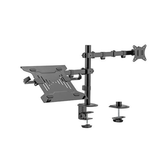 GEMBIRD MA-DA-03,  ADJUSTABLE DESK MOUNT WITH MONITOR ARM AND NOTEBOOK TRAY, SUPPORTS MONITORS UP TO 32" AND NOTEBOOKS UP TO 15.6", BLACK
