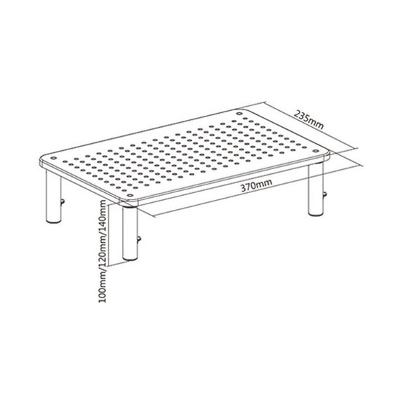 GEMBIRD MS-TABLE-01,  ADJUSTABLE MONITOR STAND (RECTANGLE), 20 KG, 370 X 235 X 120 MM, HEIGHT RANGE: 100/120/140 MM