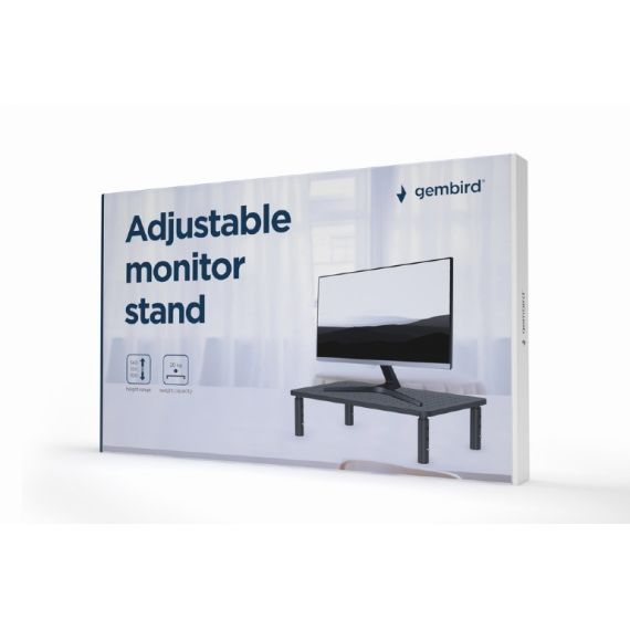 GEMBIRD MS-TABLE-01,  ADJUSTABLE MONITOR STAND (RECTANGLE), 20 KG, 370 X 235 X 120 MM, HEIGHT RANGE: 100/120/140 MM