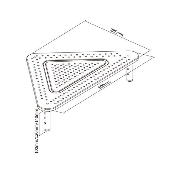 GEMBIRD MS-TABLE-02,  ADJUSTABLE MONITOR STAND (TRIANGLE), 20 KG, 500 X 285 X 120 MM, HEIGHT RANGE: 100/120/140 MM