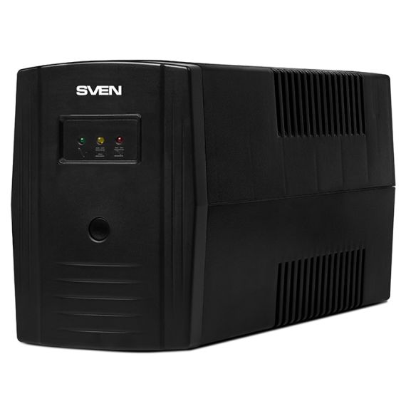 SVEN PRO 600, LINE-INTERACTIVE UPS WITH AVR, 600VA /360W, 2X SCHUKO OUTLETS, 1X7AH, AVR: 175-280V, COLD START FUNCTION, BLACK