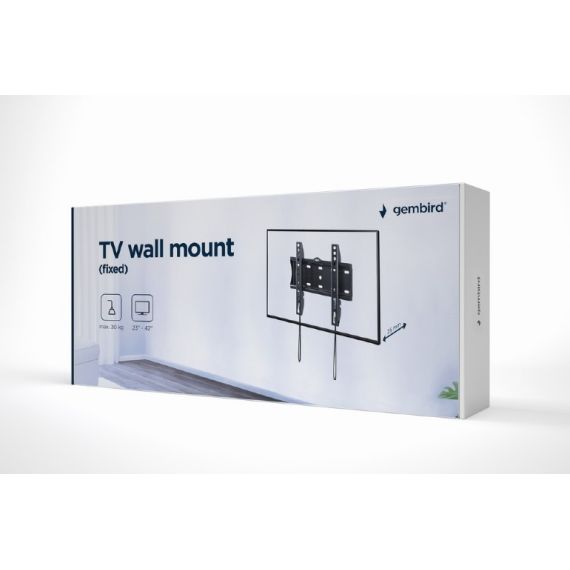 TV-WALL MOUNT FOR 23-42"- GEMBIRD "WM-42F-01", FIXED, MAX. 30 KG, DISTANCE TV TO WALL: 24 MM, MAX. VESA 200 X 200, BLACK