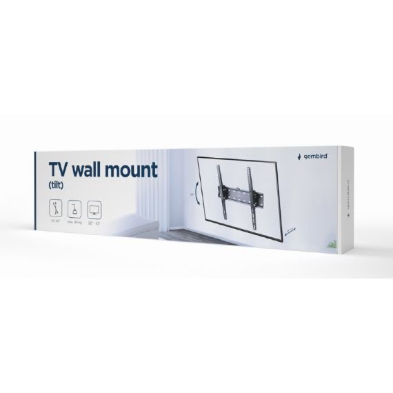 TV-WALL MOUNT FOR 32-55"- GEMBIRD "WM-55T-02", TILT, MAX. 40 KG, DISTANCE TV TO WALL: 53 MM, MAX. VESA 400 X 400, BLACK