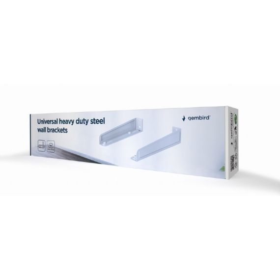 UNIVERSAL HEAVY DUTY STEEL WALL BRACKETS GEMBIRD "WM-U35-01-W", 365 X 52 X 70 MM, FIXED, MAX. 35 KG, WHITE