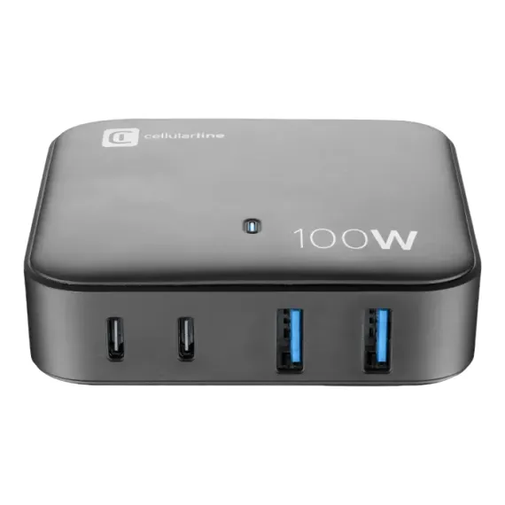 INCARCATOR CELLULARLINE WALL CHARGER GAN, 4 PORTS, 100W, 100W, NEGRU