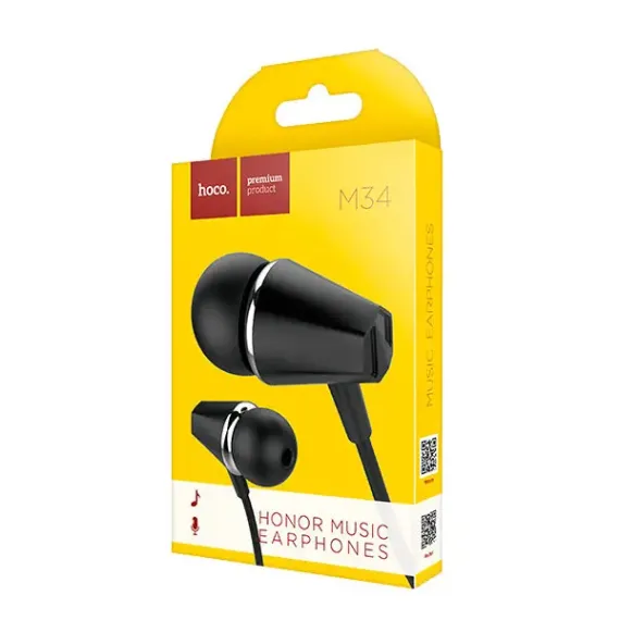 CASTI PENTRU TELEFOANE MOBILE HOCO M34 HONOR, CU FIR, NEGRU