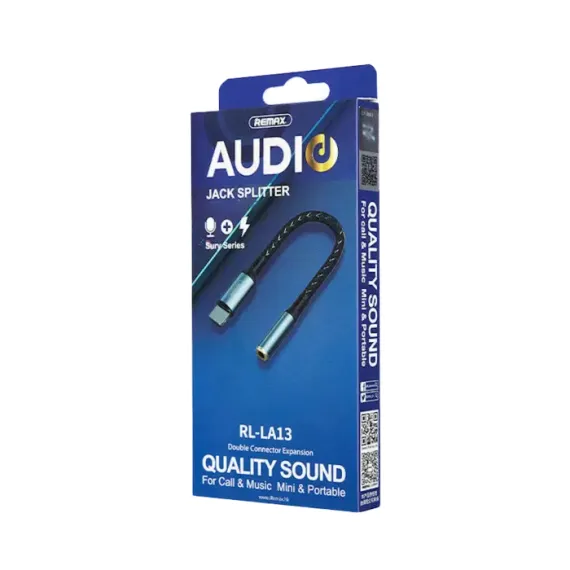 АУДИО АДАПТЕР REMAX ADAPTER REMAX TYPE-C TO 3.5MM AUX, /USB TYPE-C, 0,15М, ЧЁРНЫЙ