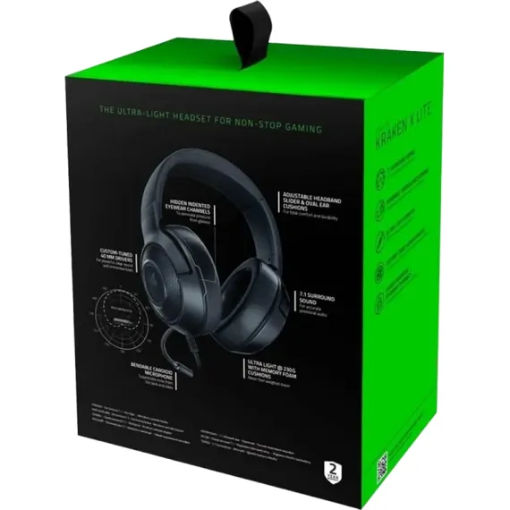 CASTI GAMING RAZER KRAKEN X LITE, CU FIR, NEGRU