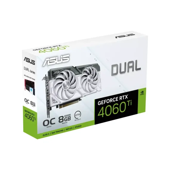 ВИДЕОКАРТА ASUS DUAL-RTX4060TI-O8G-WHITE,  8GB GDDR6 128БИТ (DUAL-RTX4060TI-O8G-WHITE)