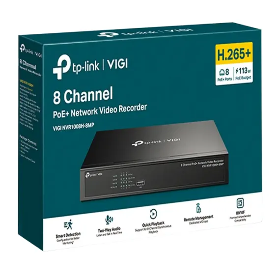 INREGISTRATOR VIDEO TP-LINK VIGI NVR1008H-8MP, NEGRU