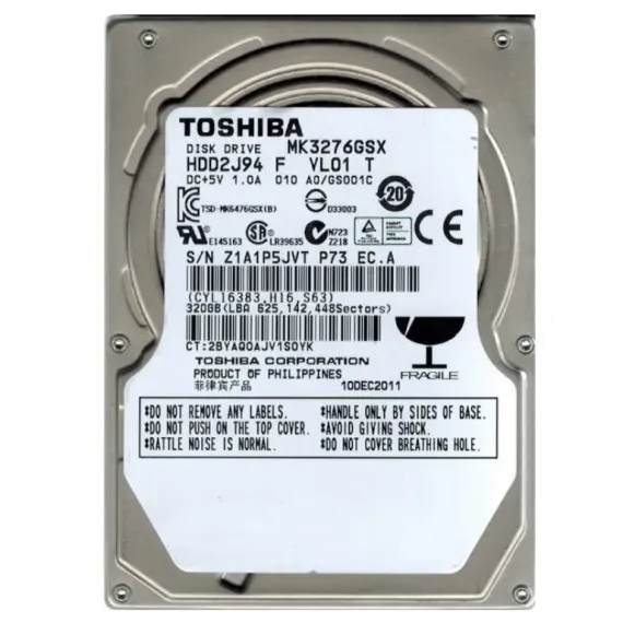 ЖЕСТКИЙ ДИСК TOSHIBA MK3276GSX, 2.5"/9.5MM, 320 ГБ