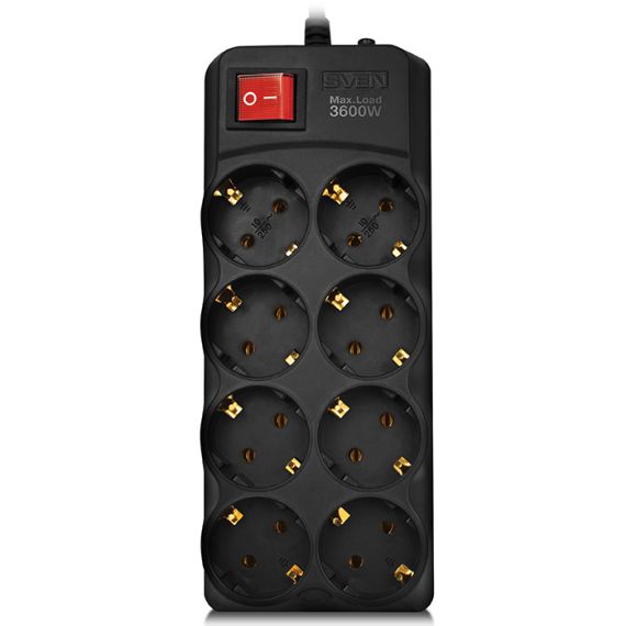 SURGE PROTECTOR SVEN SF-08-16, 8 SOCKETS, 3.0M, BLACK