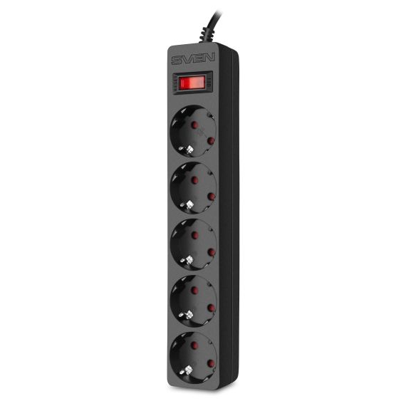 ФИЛЬТР СЕТЕВОЙ SVEN SF-05E / 5 SOCKETS / 3.0M / CHILDREN PROTECTION / BLACK