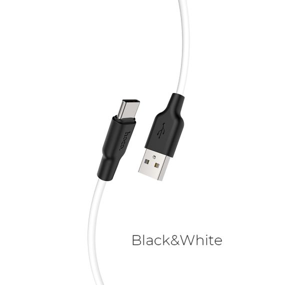 КАБЕЛЬ USB НА USB-C HOCO  X21 PLUS / 2M / SILICONE / UP TO 2A / BLACK/WHITE