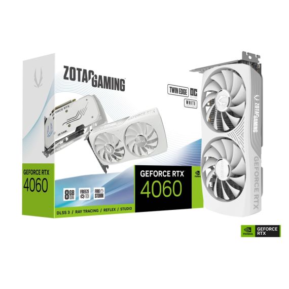 ВИДЕОКАРТА ZOTAC GEFORCE RTX 4060 TWIN EDGE OC WHITE EDITION / 8GB / GDDR6 / 128BIT
