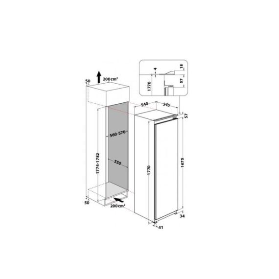 ВСТРАИВАЕМЫЙ ХОЛОДИЛЬНИК WHIRLPOOL ARG 18082 A++