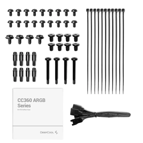 CARCASA PC DEEPCOOL CC360 ARGB, MIDI-TOWER, FARA PSU, NEGRU