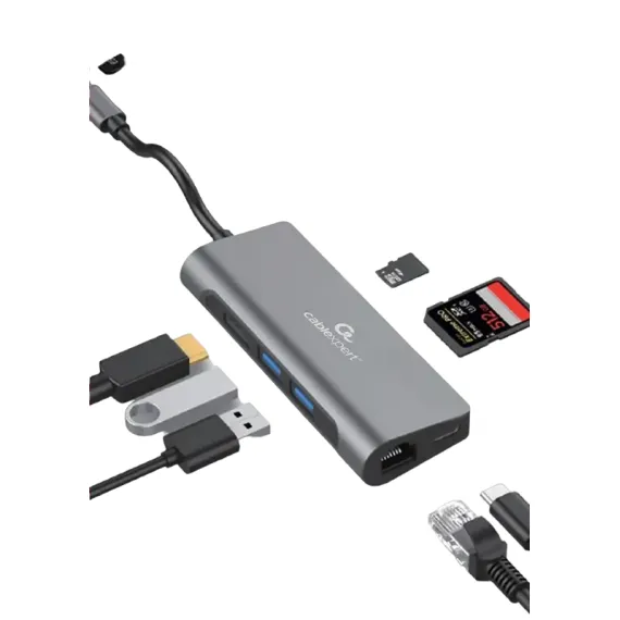 ДОК-СТАНЦИЯ GEMBIRD A-CM-COMBO5-05, СЕРЫЙ