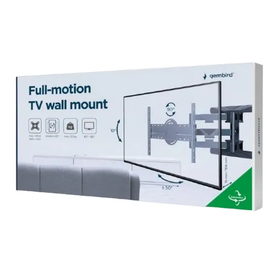 SUPORT TV TAVAN FULL-MOTION GEMBIRD WM-80STR-01, NEGRU