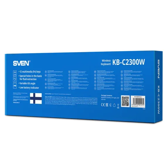 КЛАВИАТУРА SVEN KB-C2300W, БЕСПРОВОДНОЕ, ЧЁРНЫЙ