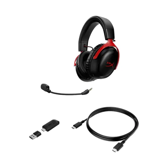 CASTI HYPERX CLOUD III WIRELESS, FARA FIR, NEGRU | ROSU