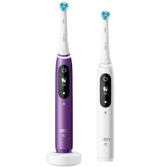 ЭЛЕКТРИЧЕСКАЯ ЗУБНАЯ ЩЕТКА BRAUN IO 8 DUO, БЕЛЫЙ АЛЕБАСТР | ФИОЛЕТОВЫЙ АМЕТРИН