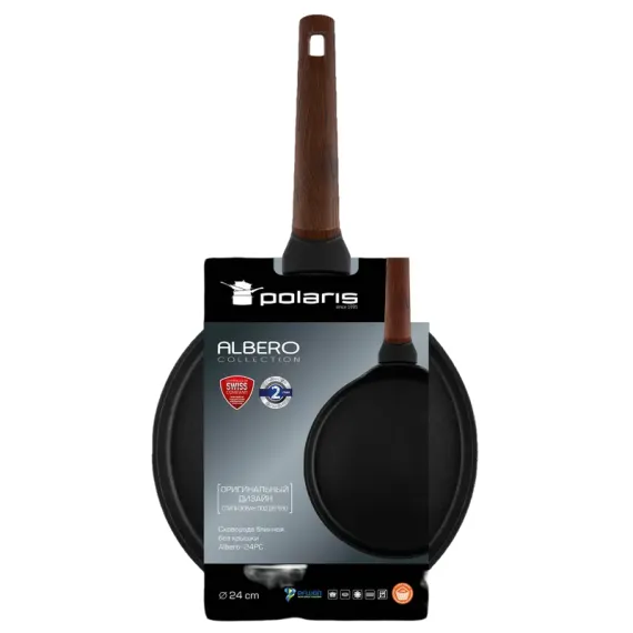 БЛИННАЯ СКОВОРОДА POLARIS ALBERO-24PC, 24СМ, ЧЁРНЫЙ