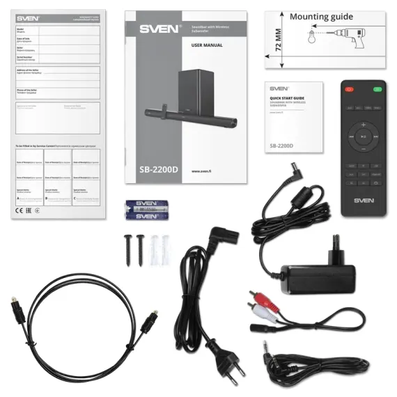 САУНДБАР SVEN SB-2200D, ЧЁРНЫЙ
