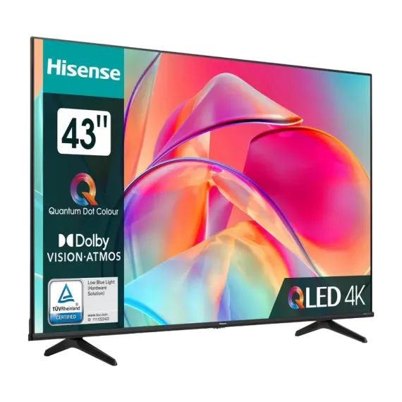 43" QLED SMART ТЕЛЕВИЗОР HISENSE 43E7KQ, 3840X2160 4K UHD, VIDAA U6.0, ЧЁРНЫЙ