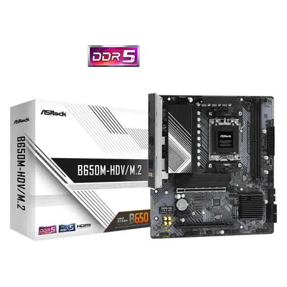 МАТЕРИНСКАЯ ПЛАТА ASROCK B650M-HDV/M.2, AM5, AMD B650, MICRO-ATX