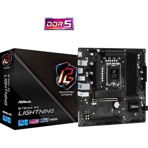 МАТЕРИНСКАЯ ПЛАТА ASROCK B760M PG LIGHTNING, LGA1700, INTEL B760, MICRO-ATX