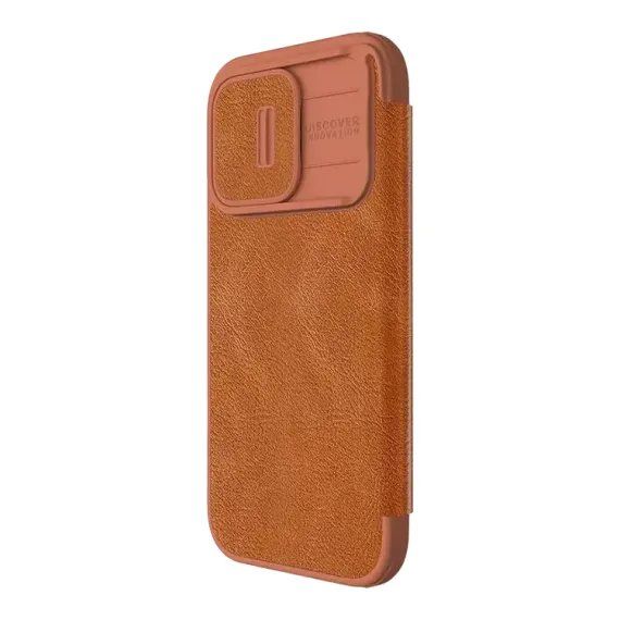ЧЕХОЛ КНИЖКА NILLKIN IPHONE 15 PRO MAX - QIN PRO, КОРИЧНЕВЫЙ