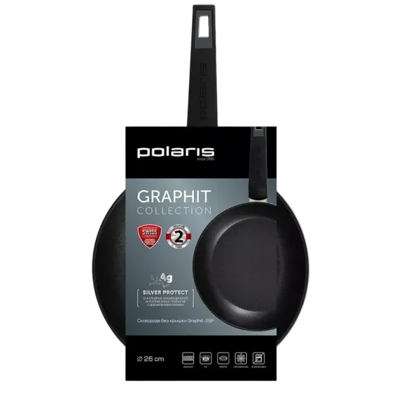 СКОВОРОДА POLARIS GRAPHIT-26F, 26СМ, ГРАФИТОВЫЙ