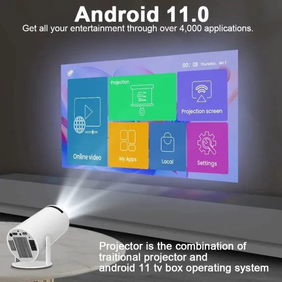 ПРОЕКТОР MAG ANDROID 11 DUAL WIFI6 200 ANSI ALLWINNER H713 BT5.0 1280*720P