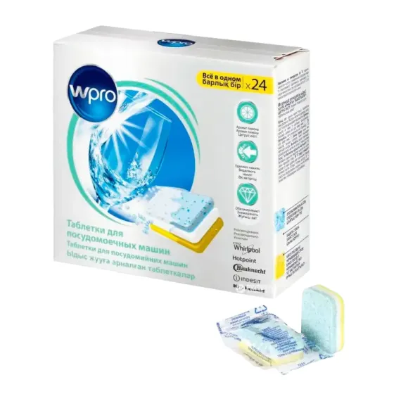ТАБЛЕТКИ ДЛЯ МЫТЬЯ ПОСУДОМОЕЧНЫХ МАШИН WHIRLPOOL WPRO