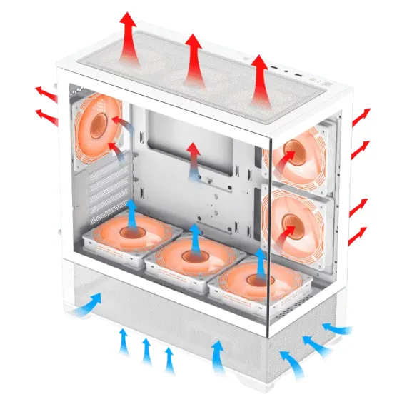 КОМПЬЮТЕРНЫЙ КОРПУС GAMEMAX VISTA M, MIDI-TOWER, БЕЗ БЛОКА ПИТАНИЯ, БЕЛЫЙ