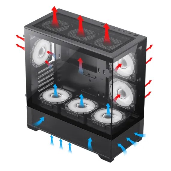 КОМПЬЮТЕРНЫЙ КОРПУС GAMEMAX VISTA M, MIDI-TOWER, БЕЗ БЛОКА ПИТАНИЯ, ЧЁРНЫЙ