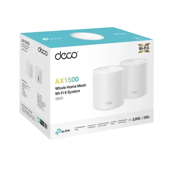 ДОМАШНЯЯ MESH WI-FI СИСТЕМА TP-LINK DECO X10(2-PACK), WI-FI, БЕЛЫЙ