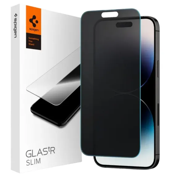 ЗАЩИТНОЕ СТЕКЛО SPIGEN IPHONE 14 PRO MAX, GLASS SLIM PRIVACY, ЧЁРНЫЙ