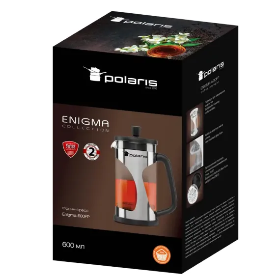 ФРЕНЧ-ПРЕСС POLARIS ENIGMA-600FP, 0,6Л, ЧЕРНЫЙ | НЕРЖАВЕЮЩАЯ СТАЛЬ