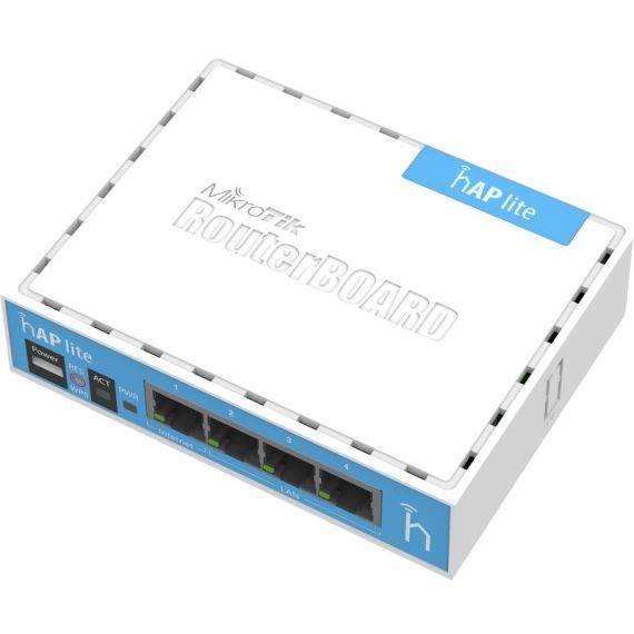 MIKROTIK ROUTERBOARD HAP LITE CLASSIC CASE,  WIRELESS ROUTER, 2.4GHZ DUAL CHAIN, AP/BRIDGE/STATION/WDS, 802.11B/G/N, 1 WAN + 3 LAN, INTERNAL ANTENNA, WIRELESS CHIP MODEL QCA9531 650MHZ, RAM 32MB, ROUTEROS